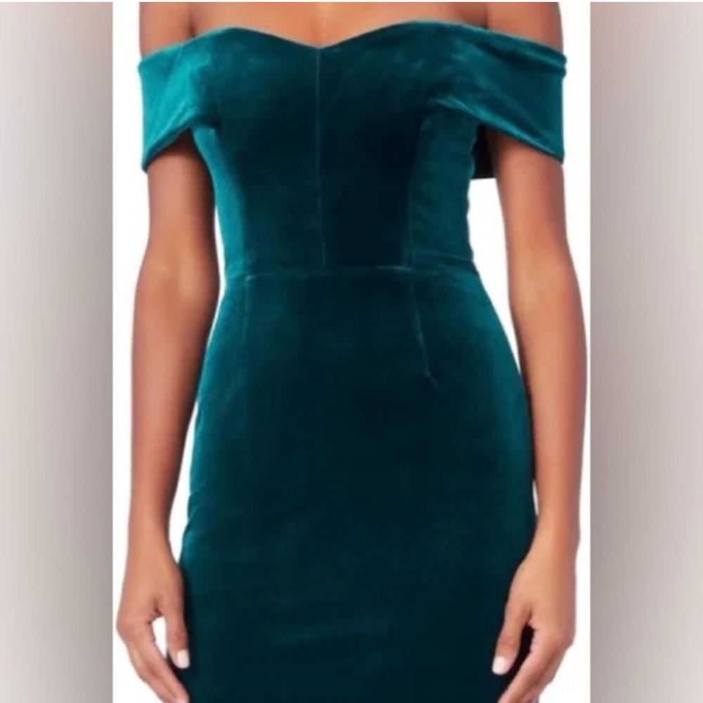 NICHOLAS Strapless Teal Velvet Dress